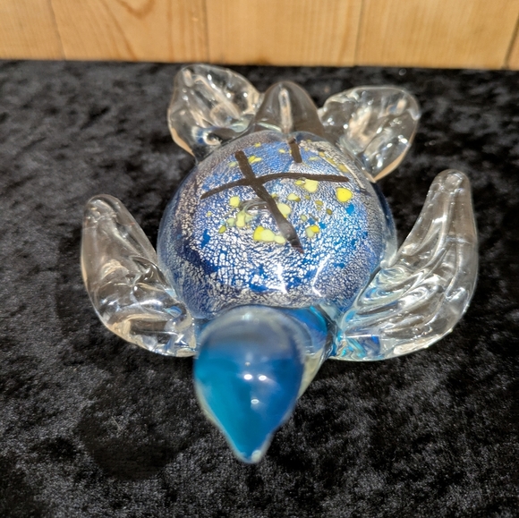 Blue and Clear Glass Turtle Figurine 4x4 - Picture 2 of 5